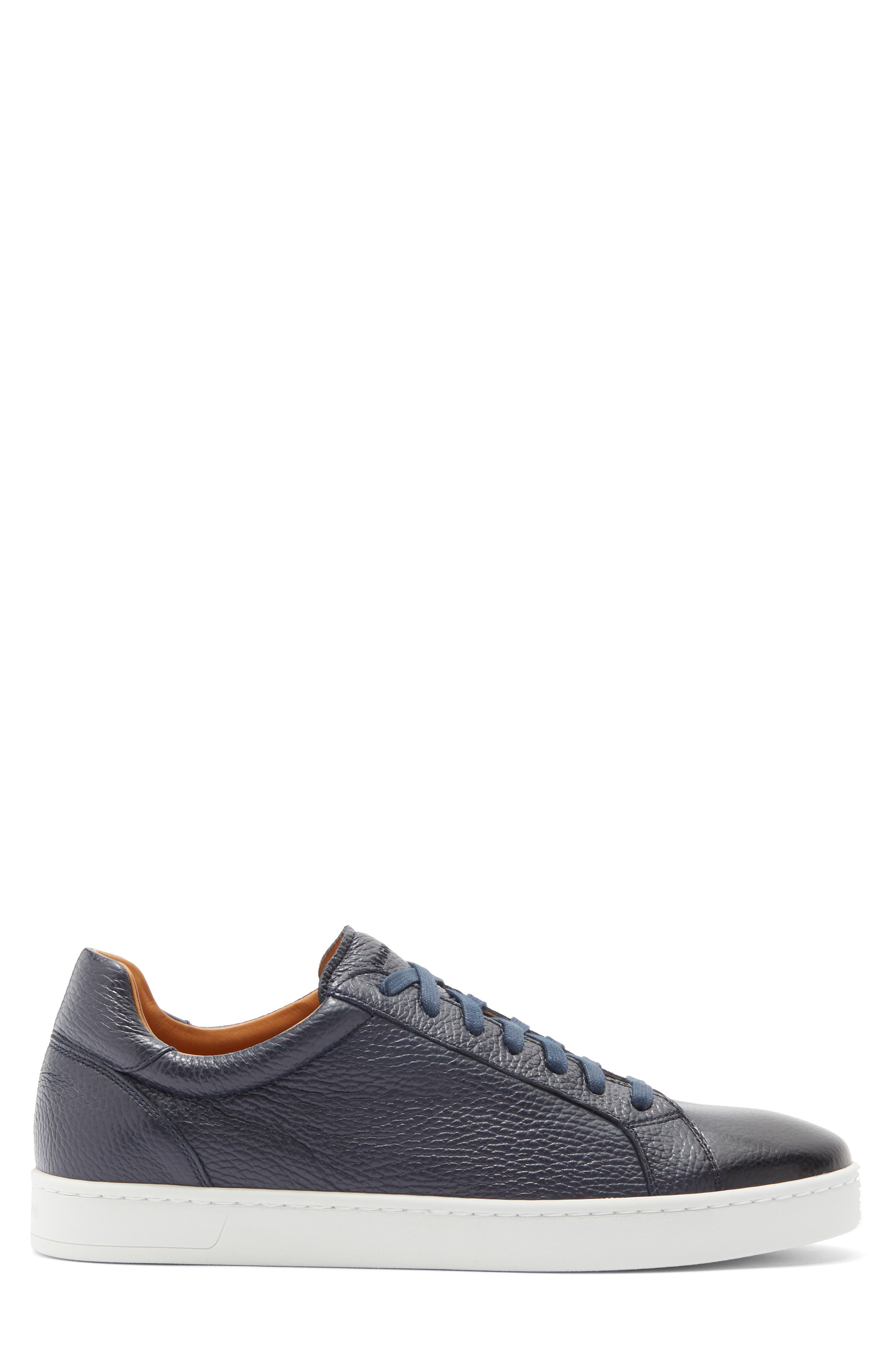Magnanni Elonso Leather Sneaker, Alternate, color, Navy Pebble