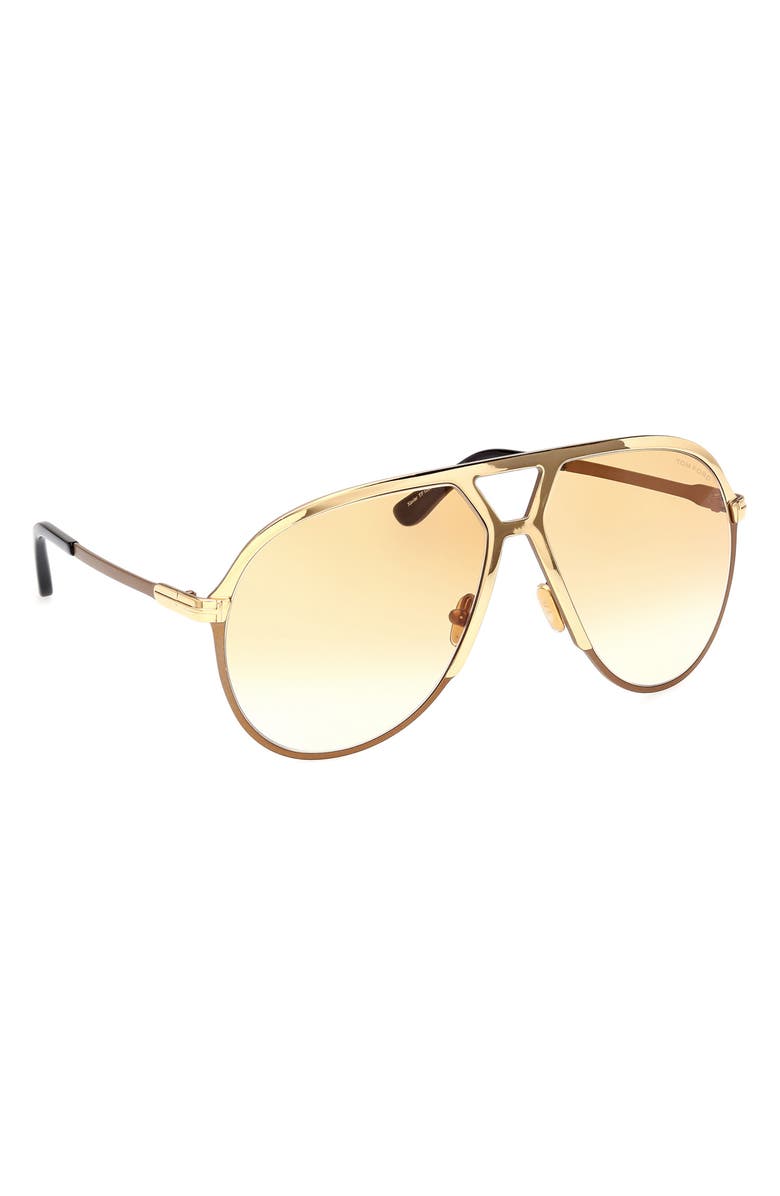 TOM FORD Xavier 64mm Gradient Oversize Pilot Sunglasses, Alternate, color, Shiny Rose Gold Brown