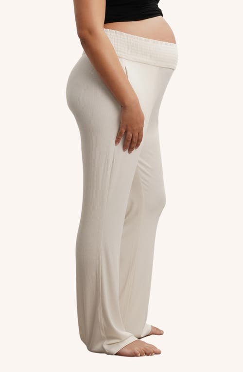 Nom Maternity Supersoft Rib Wide Leg Maternity Pants In Cream