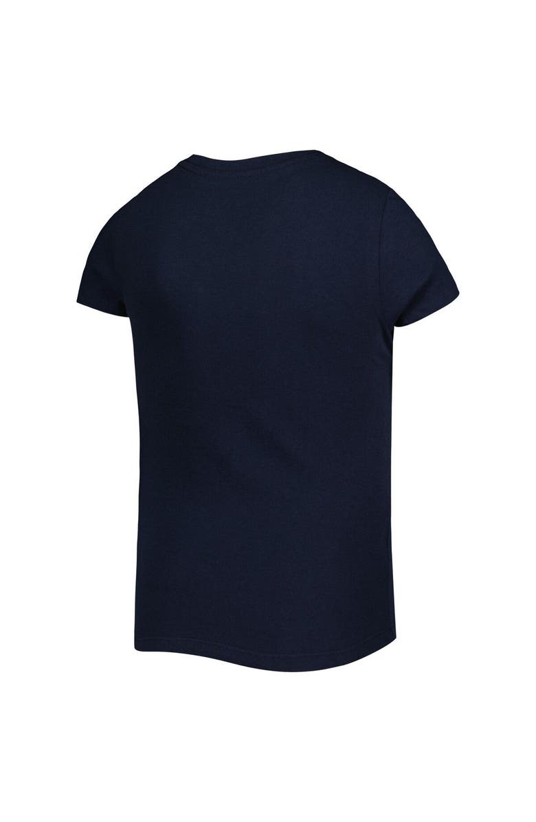 New Era Girls Youth New Era Navy Chicago Bears Reverse Sequin Wordmark V-Neck T-Shirt, Alternate, color, 