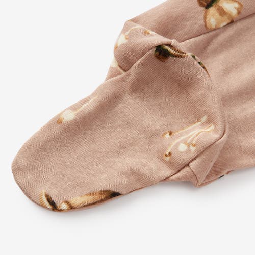 Milkbarn Organic Cotton Zipper Footed Romper In Brown