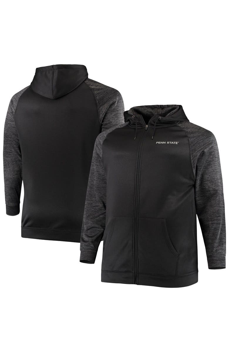 COLOSSEUM Men's Colosseum Black Penn State Nittany Lions Big & Tall Blackout Raglan Full-Zip Hoodie, Main, color, Black