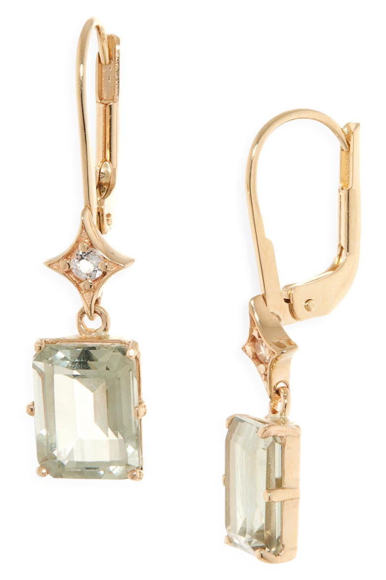 Jac + Jo Aurora Rectangular Drop Earrings, Main, color, GREEN