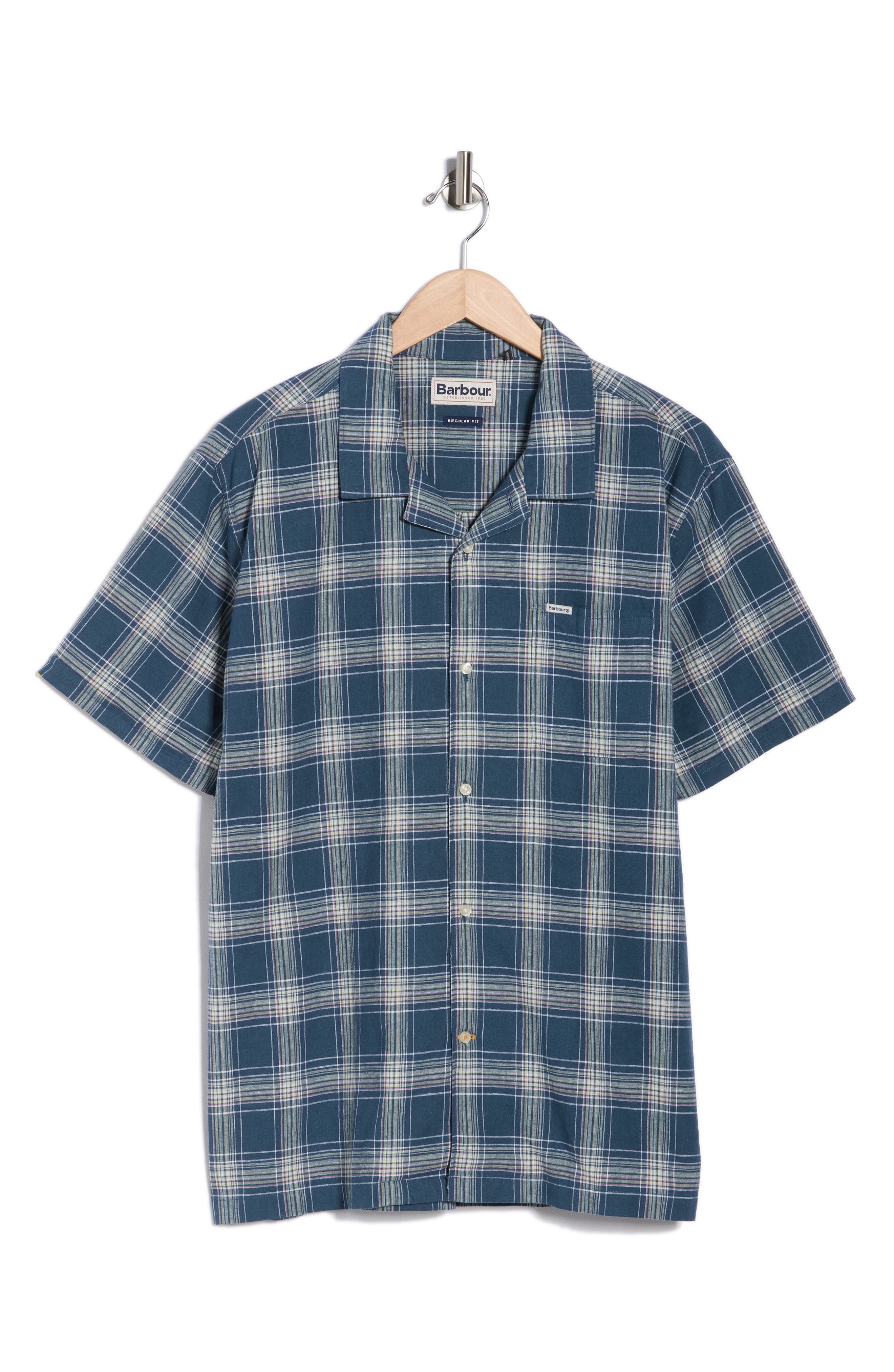 Barbour Fairlands Regular Fit Plaid Short Sleeve Linen & Cotton Button-Up Shirt