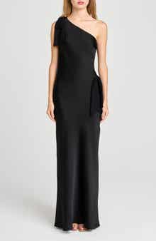 WAYF x Sara Walker Audrey One-Shoulder Washed Satin Maxi Dress