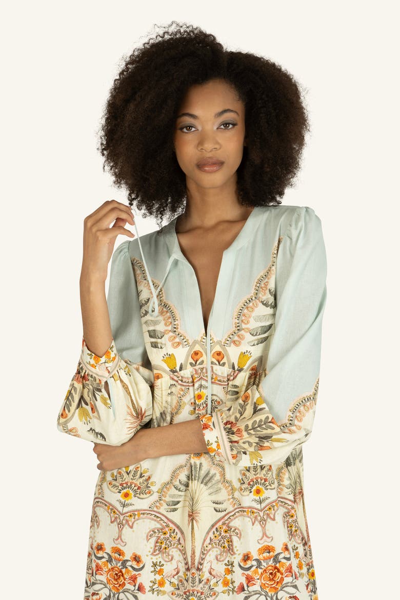 Sia Dress, Alternate, color, Light Blue Tropical Print