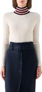Akris punto Striped Mock Neck Merino Wool Sweater