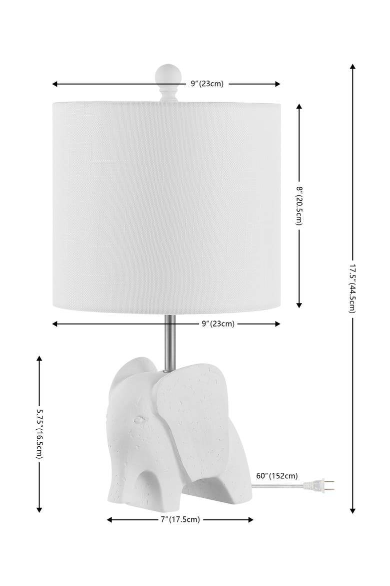 Koda Eclectic Southwestern Resin/Iron Elephant LED Kids' Table Lamp, Alternate, color, White