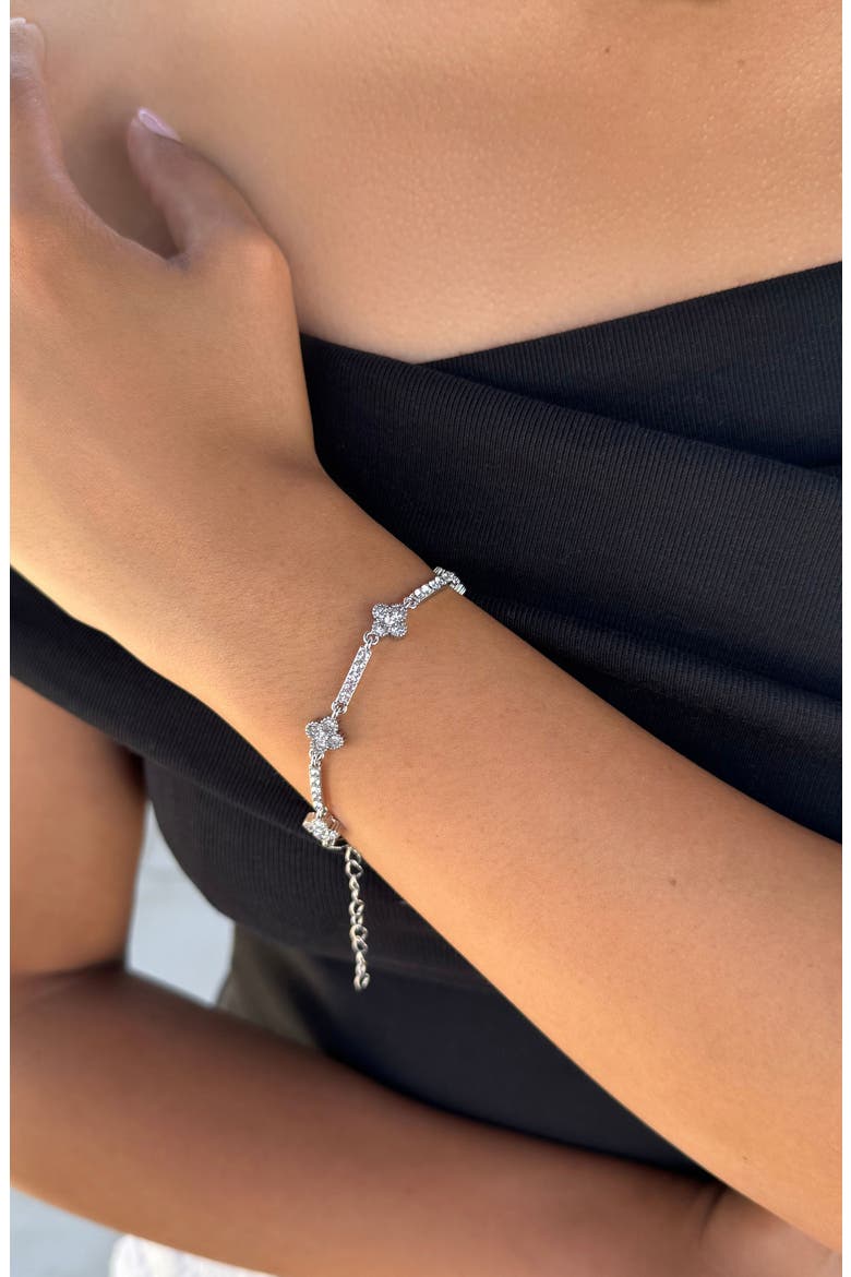 Crystal Clover Bracelet, Alternate, color, SILVER