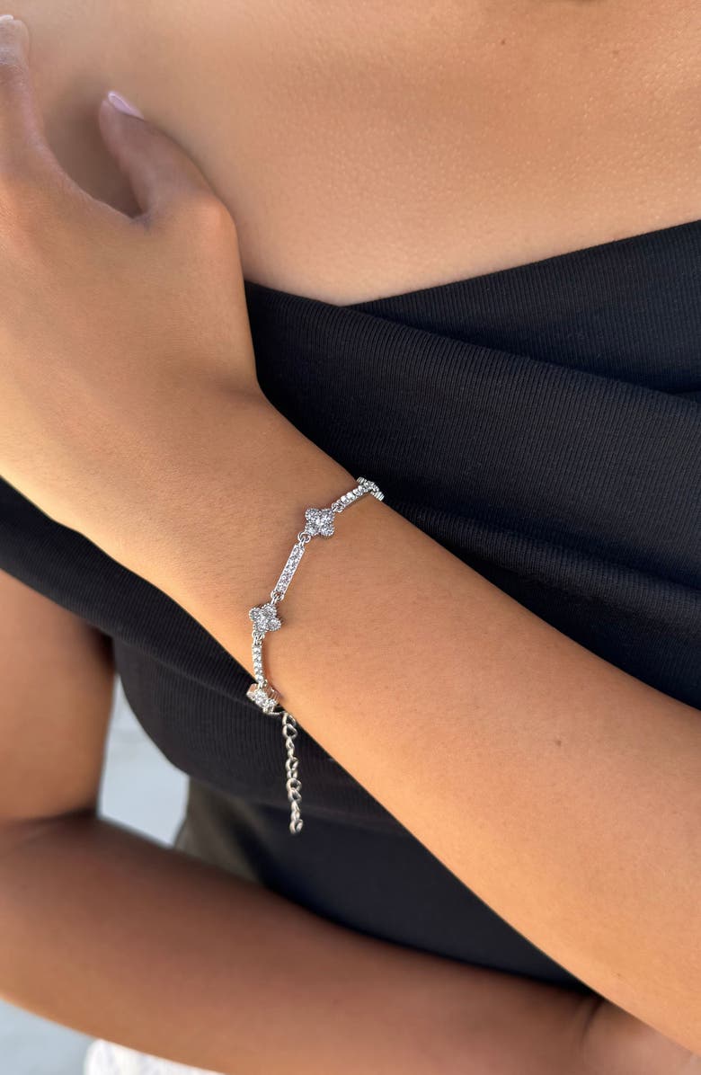 Adornia Crystal Clover Bracelet, Alternate, color, Silver