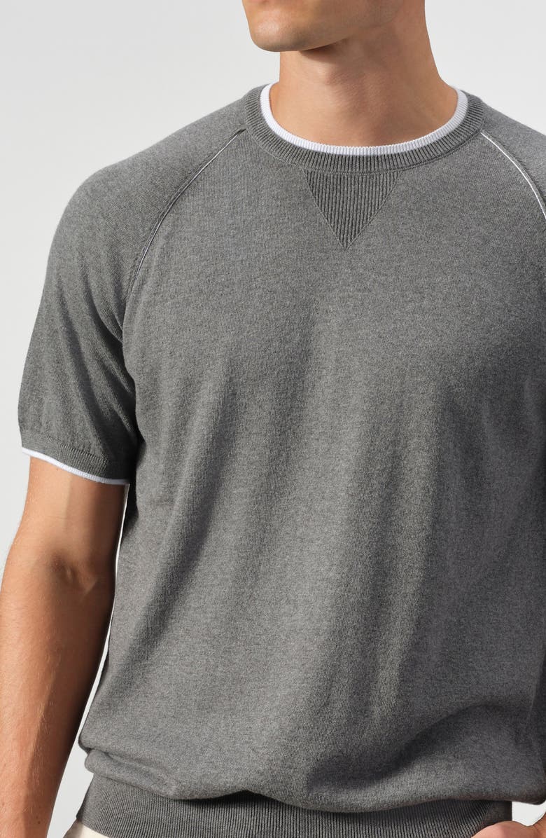 STUDIO GARNET LOS ANGELES Contrast Stitch Short Sleeve Sweater, Alternate, color, Platinum