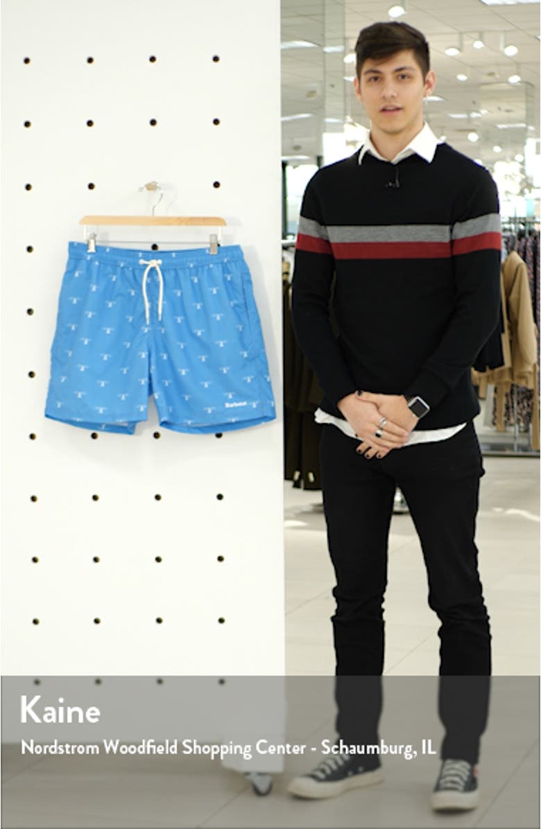 Coastal Print Swim Trunks, sales video thumbnail