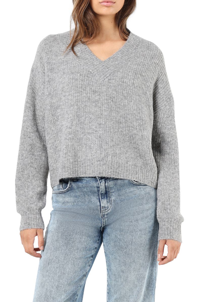 Noisy may Balance Drop Shoulder V-Neck Sweater, Main, color,
