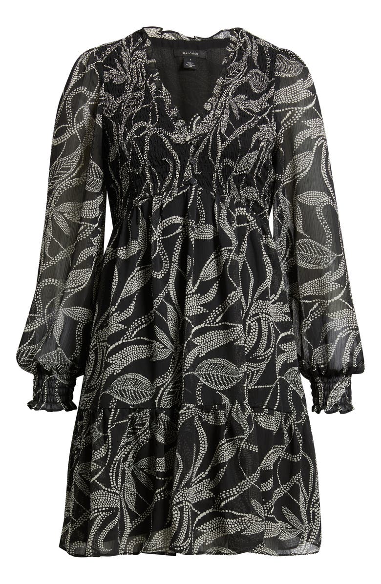 Halogen<sup>®</sup> Smocked Long Sleeve Dress, Alternate, color, Rich Black