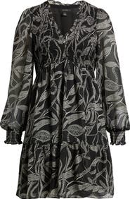 Halogen® Smocked Long Sleeve Dress