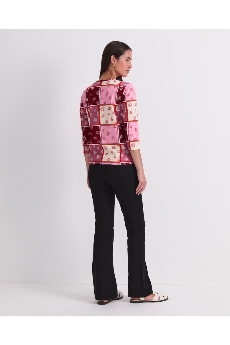Horse Print 3/4 Sleeve Mercerized Top, Alternate, color, Pink Multi