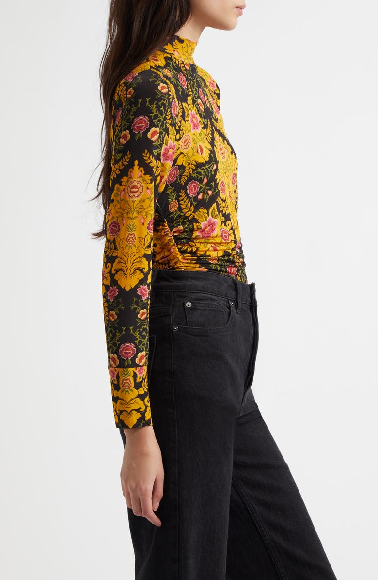 FARM Rio Arabesque Floral Mock Neck Jersey Top, Alternate, color, 