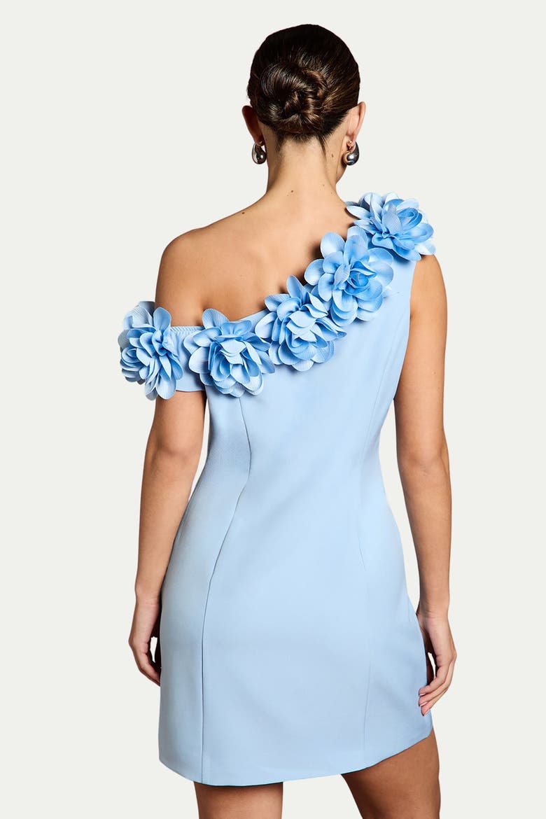3d Floral One Shoulder Mini Dress, Alternate, color, Blue