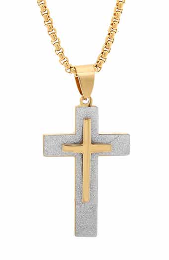 Men's 18k Gold Plated Layered Cross Necklace