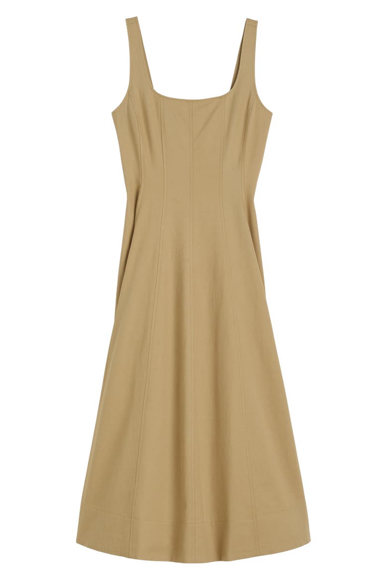 Seamed Square Neck Sleeveless Midi Dress, Alternate, color, HERITAGE KHAKI