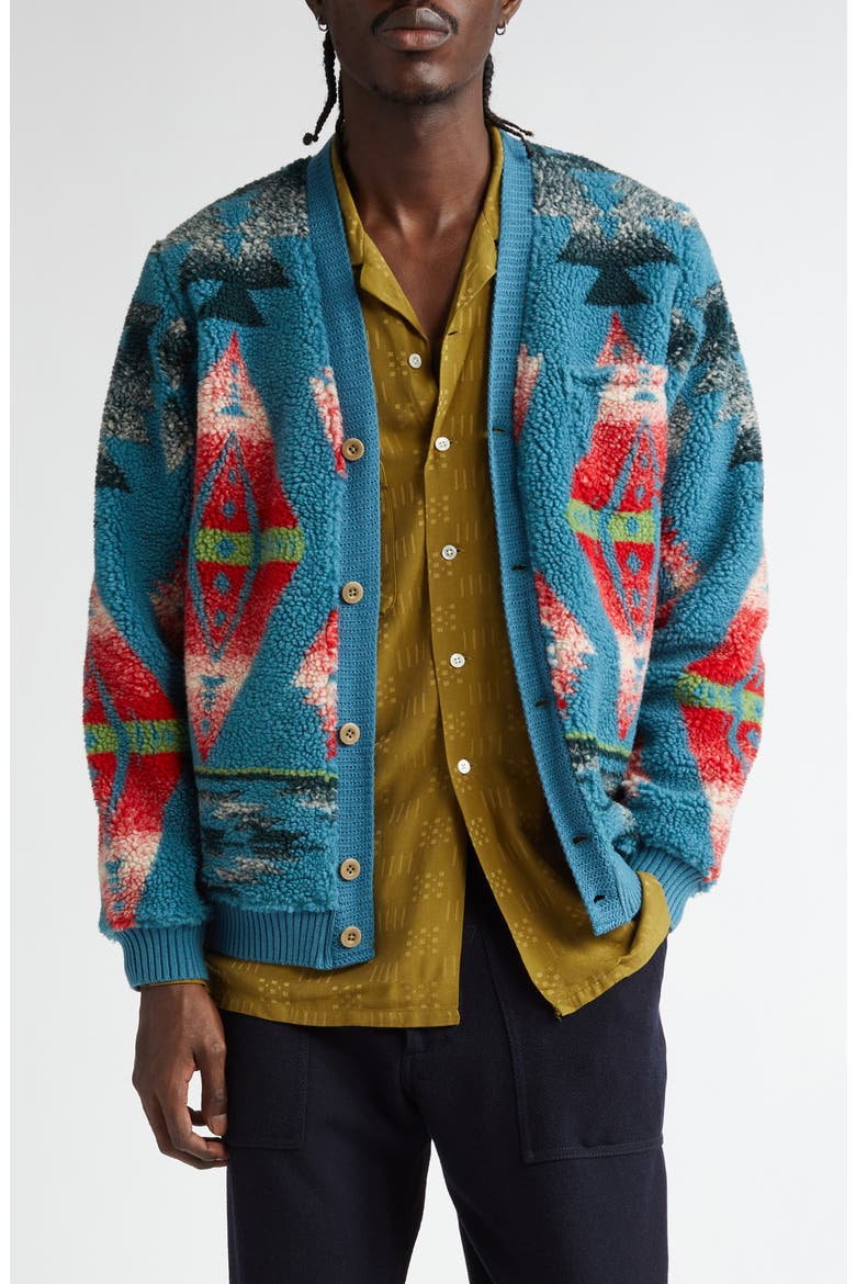 Boa Jacquard Cardigan, Main, color, TURQUOISE