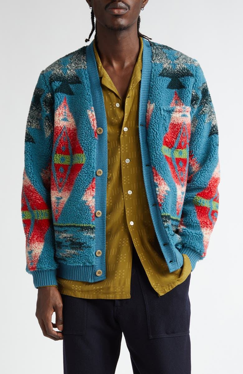 BEAMS Boa Jacquard Cardigan, Main, color, 