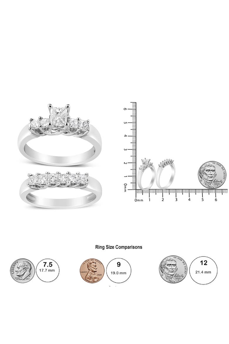 14K White Gold 1 1/2 Cttw Diamond Engagement Wedding Ring Set, Alternate, color, White