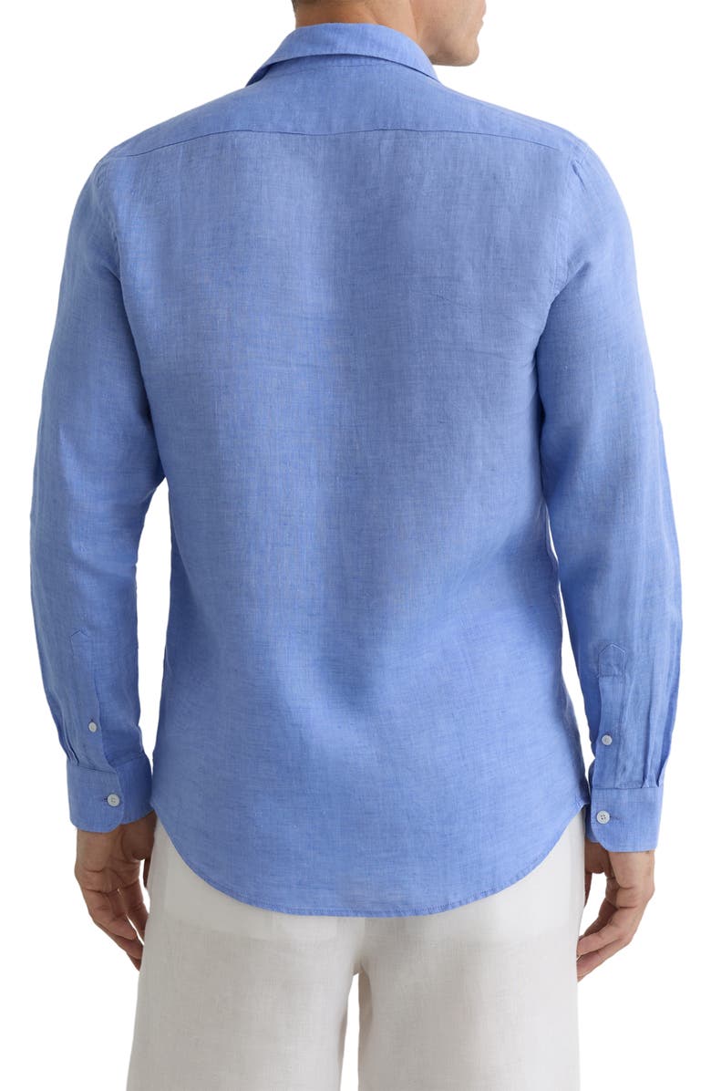 Reiss Ruban Regular Fit Solid Linen Button-Up Shirt, Alternate, color, Buddy Blue