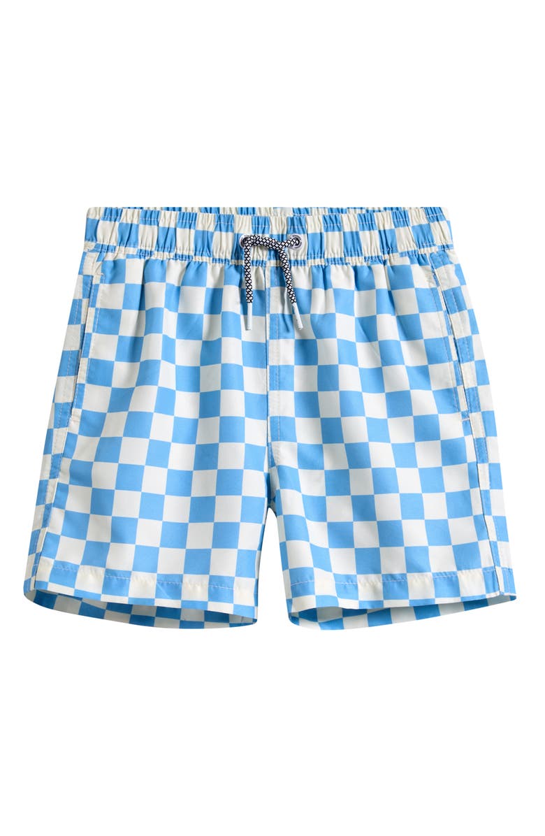 Boardies Kids' Liffy Check Swim Trunks, Main, color, Blue/ Cream