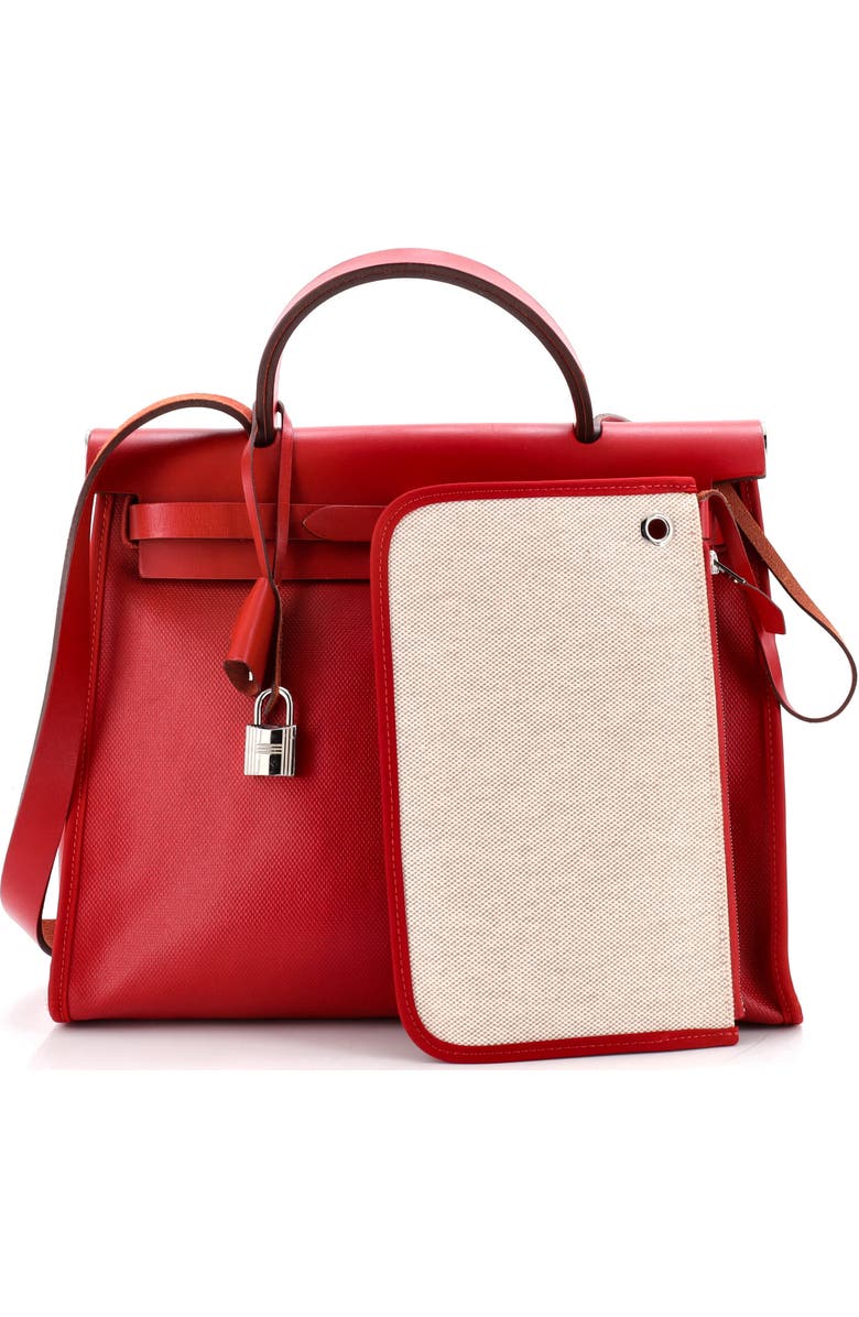 Pre-Owned Hermes Herbag Zip Berline Vache Canvas and Leather 31, Alternate, color, Rouge Piment