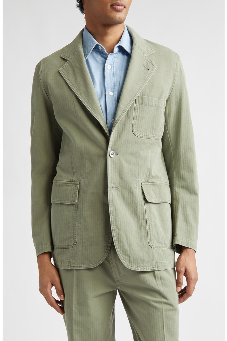 Games Cotton Herringbone Blazer, Main, color, OLIVE