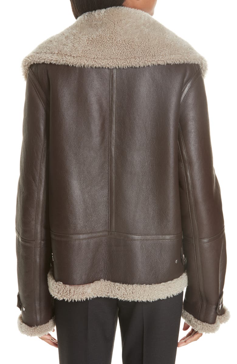 Helmut Lang Genuine Shearling Aviator Jacket, Alternate, color, 