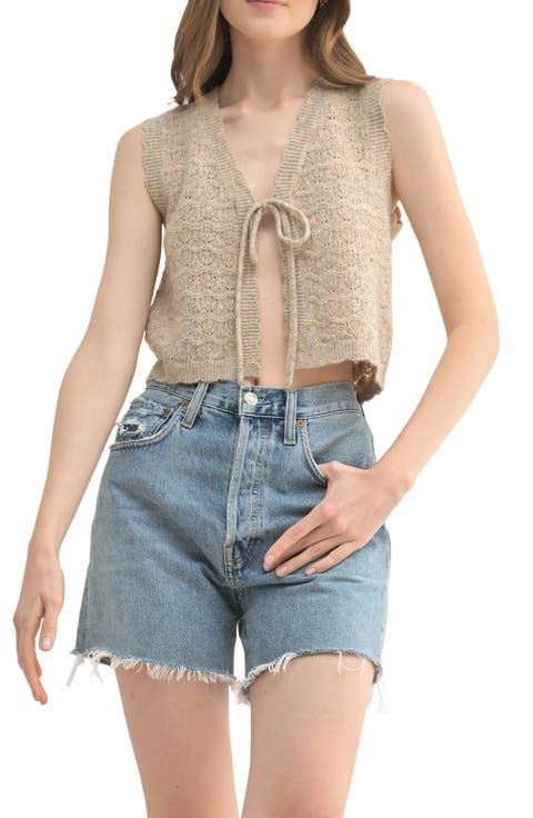 Tie Pointelle Knit Vest