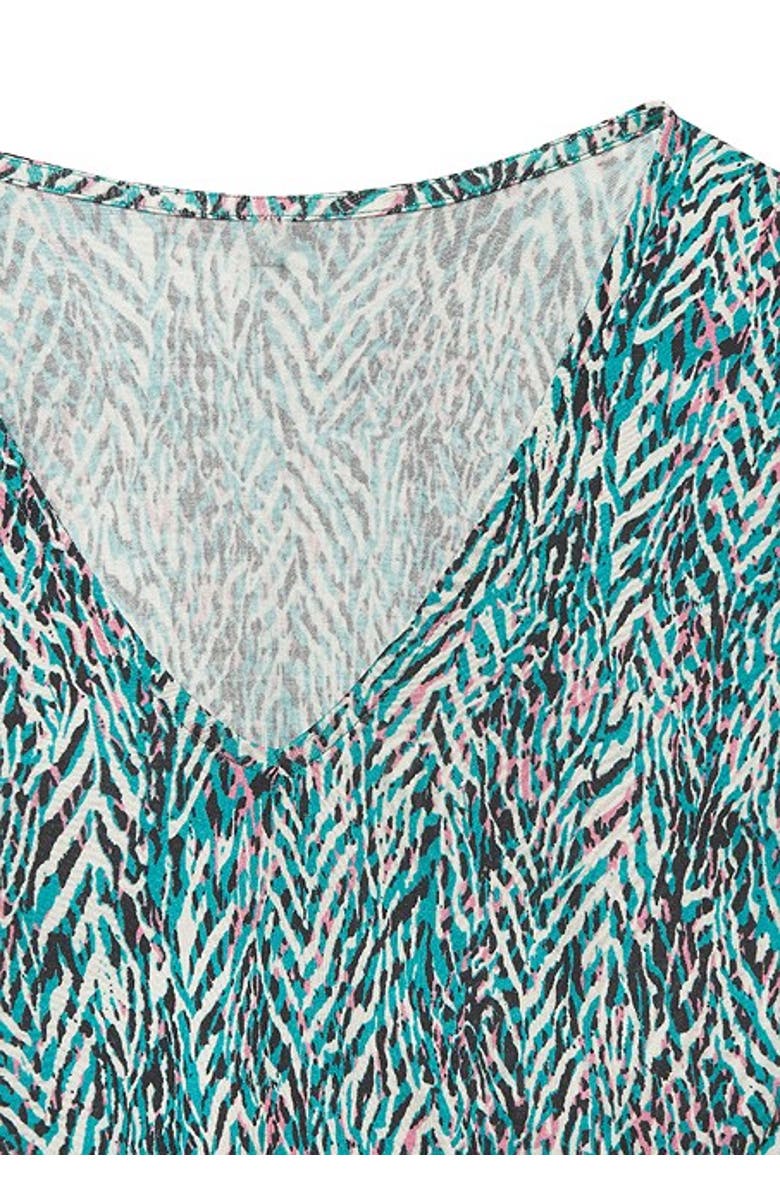 LASCANA Women's Smocked Waist Printed Dress, Alternate, color, Turquoise Rose