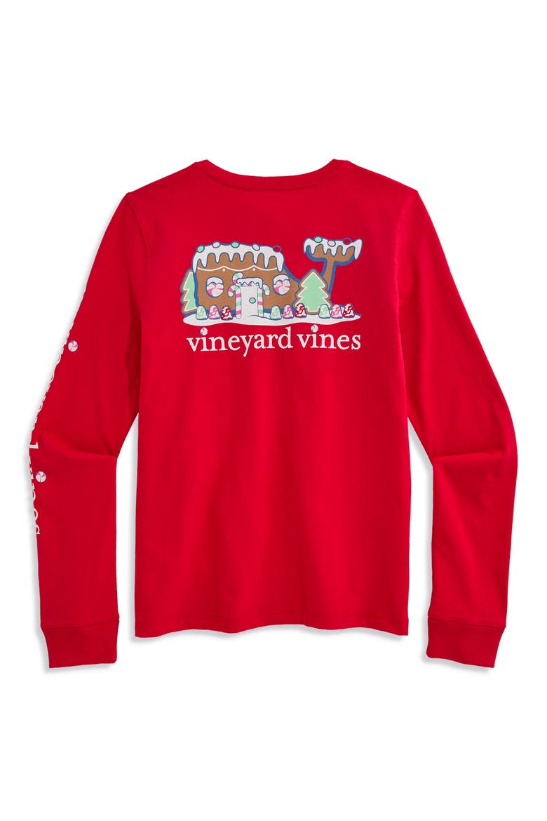 Kids' Long Sleeve Cotton Graphic Pocket T-Shirt, Alternate, color, RED VELVET