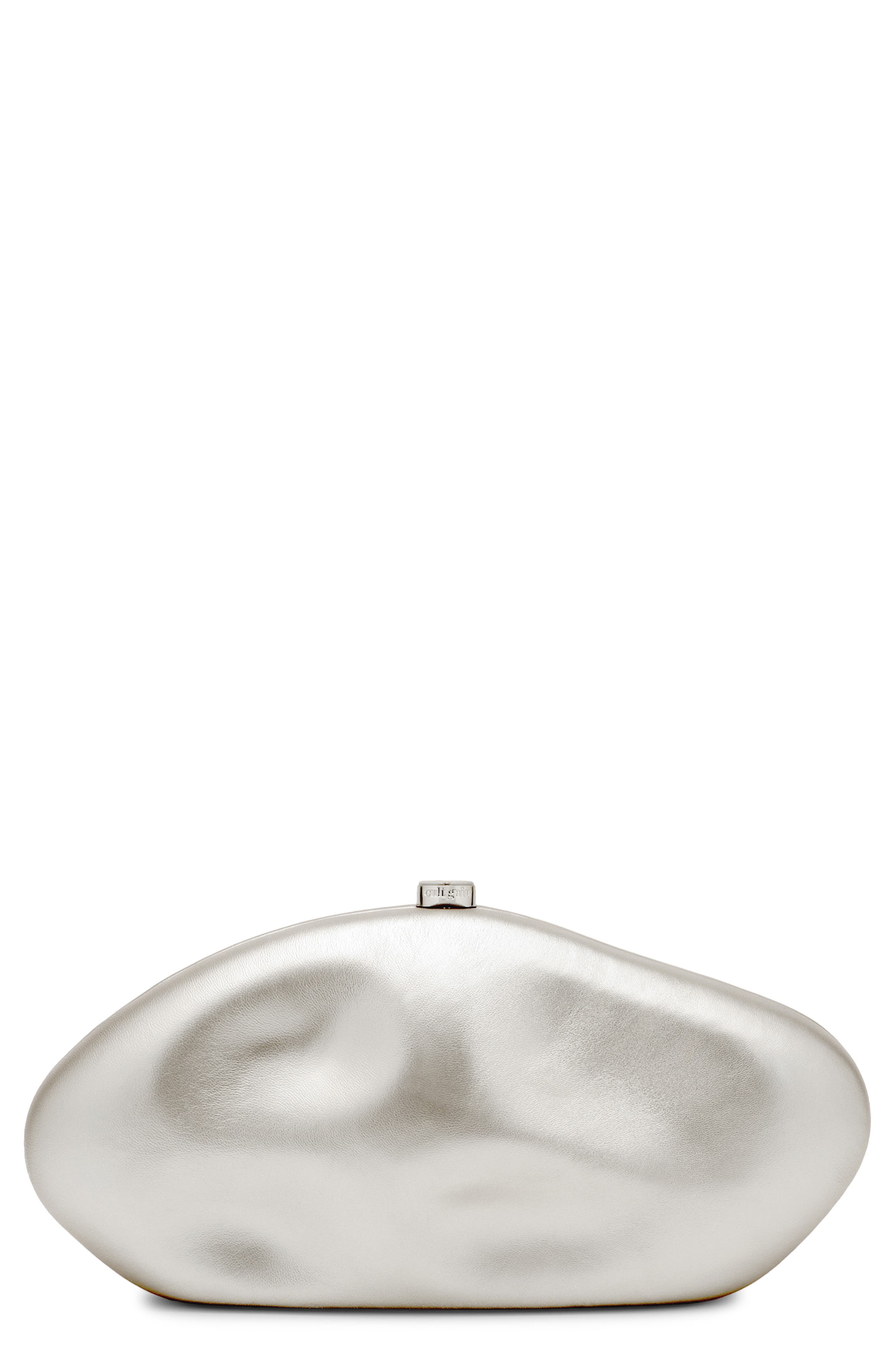 The Caldera Leather Clutch, Main, color, SILVER