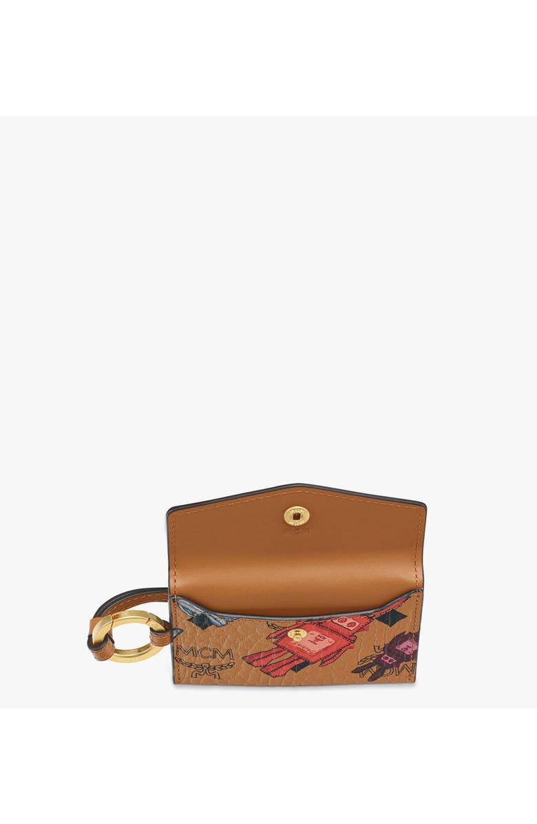 MCM Aren Lanyard ID Wallet in Rabot Visetos, Alternate, color, Cognac