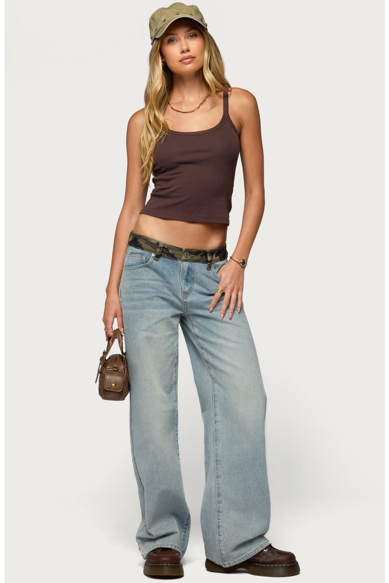 Camo Waist Low Rise Baggy Jeans, Alternate, color, LIGHT-BLUE-WASHED