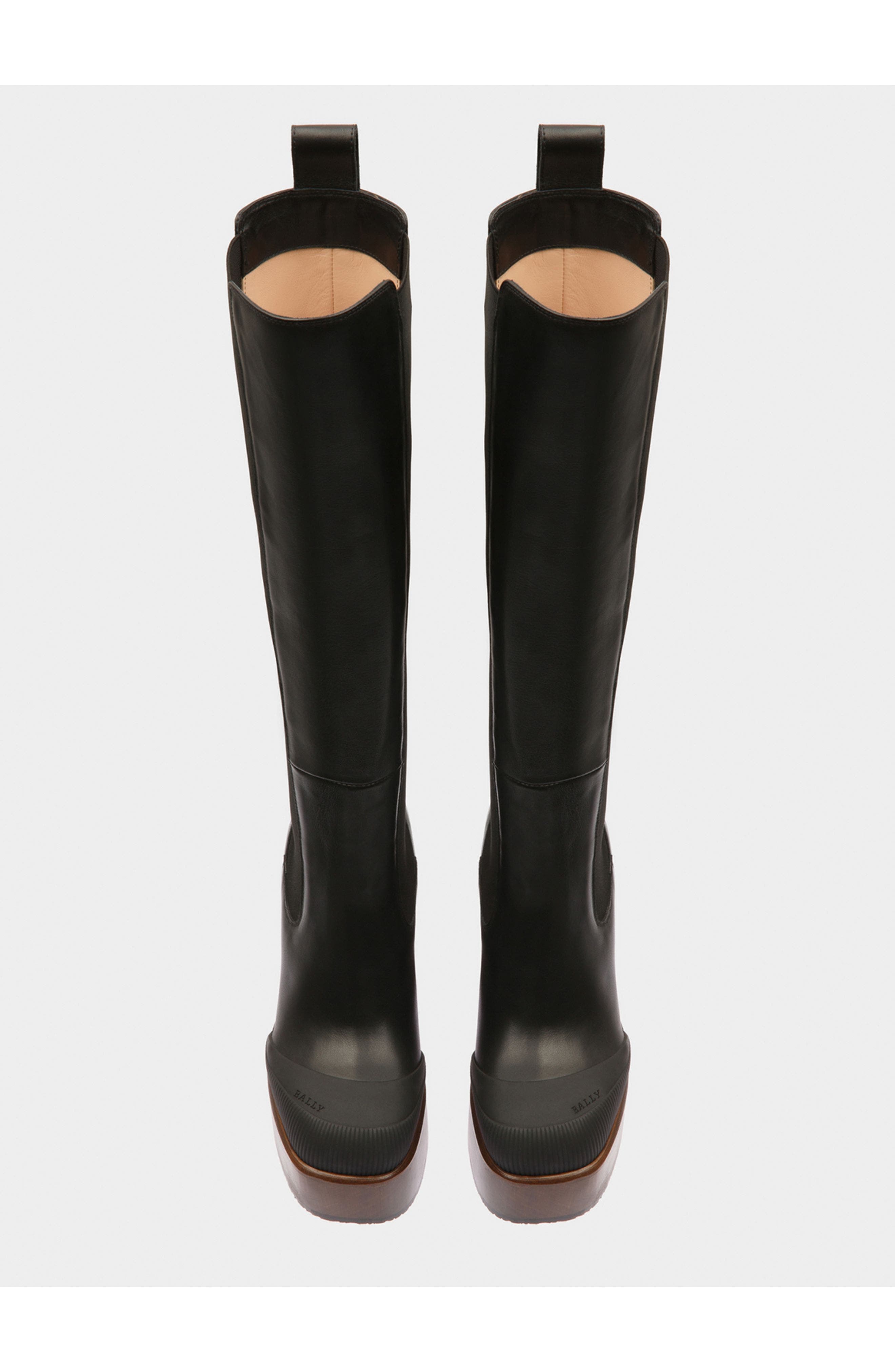 Bally Ianna Leather Long Boots, Alternate, color, Black