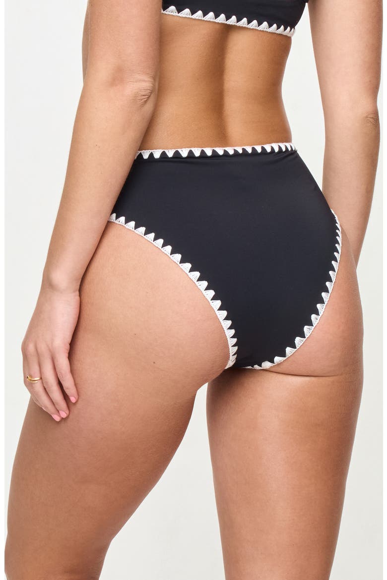 Savannah High Waist Bikini Bottoms, Alternate, color, BLACK/ CREAM