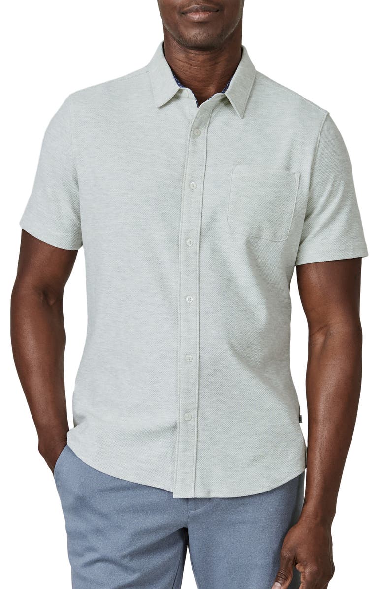 7 Diamonds Cabbo Short Sleeve Stretch Cotton Blend Button-Up Shirt, Main, color,