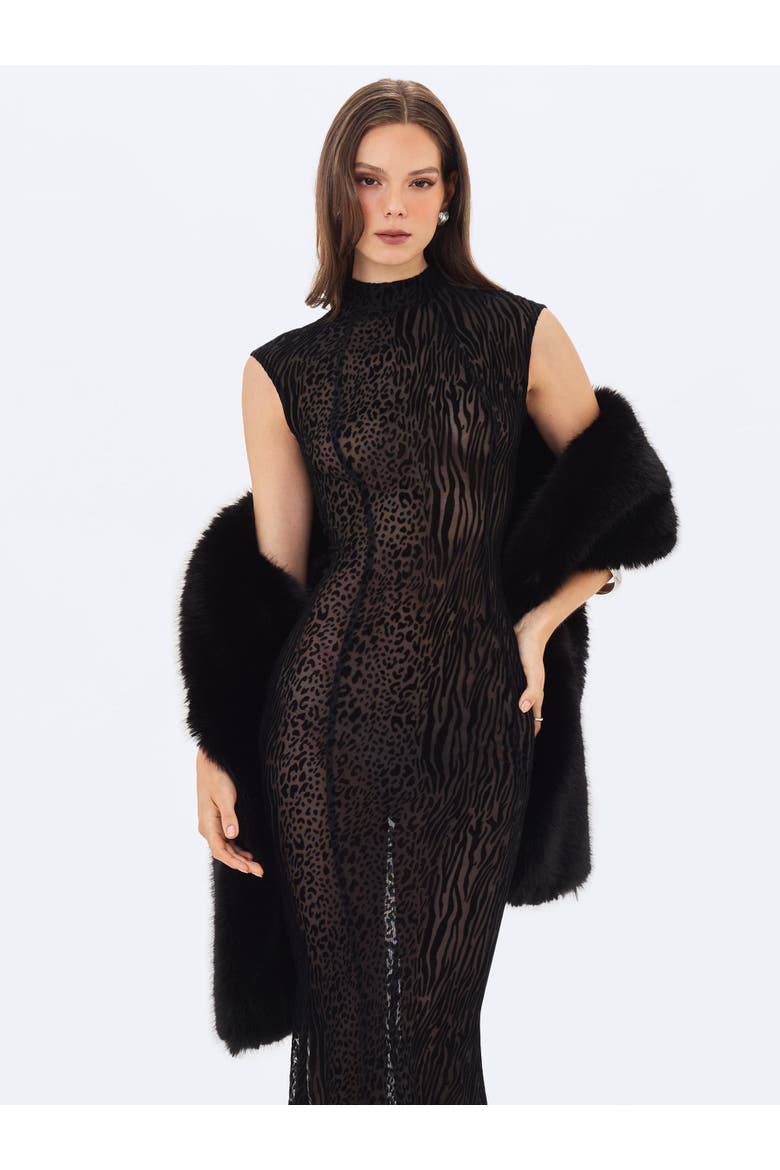 Jazmin Multi-wear Scarf Faux Fur Stole, Alternate, color, Black