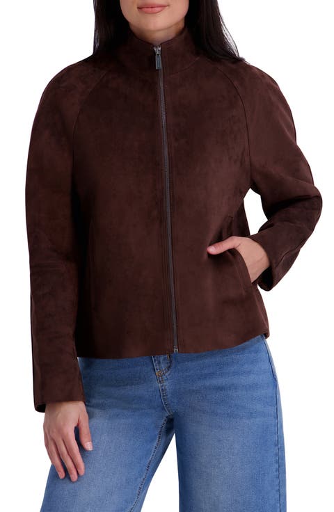 Faux Suede Scuba Jacket