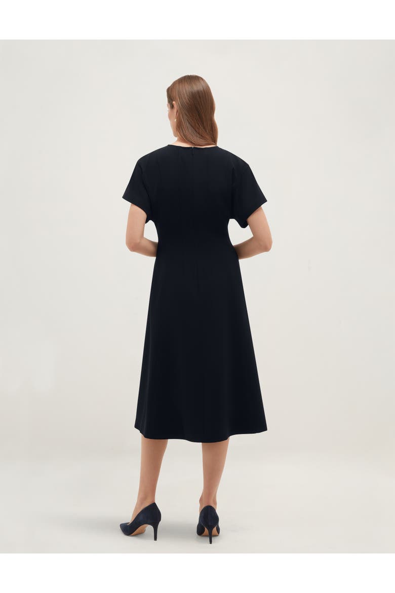 Melina Tailored Seam Midi Dress, Alternate, color, Navy