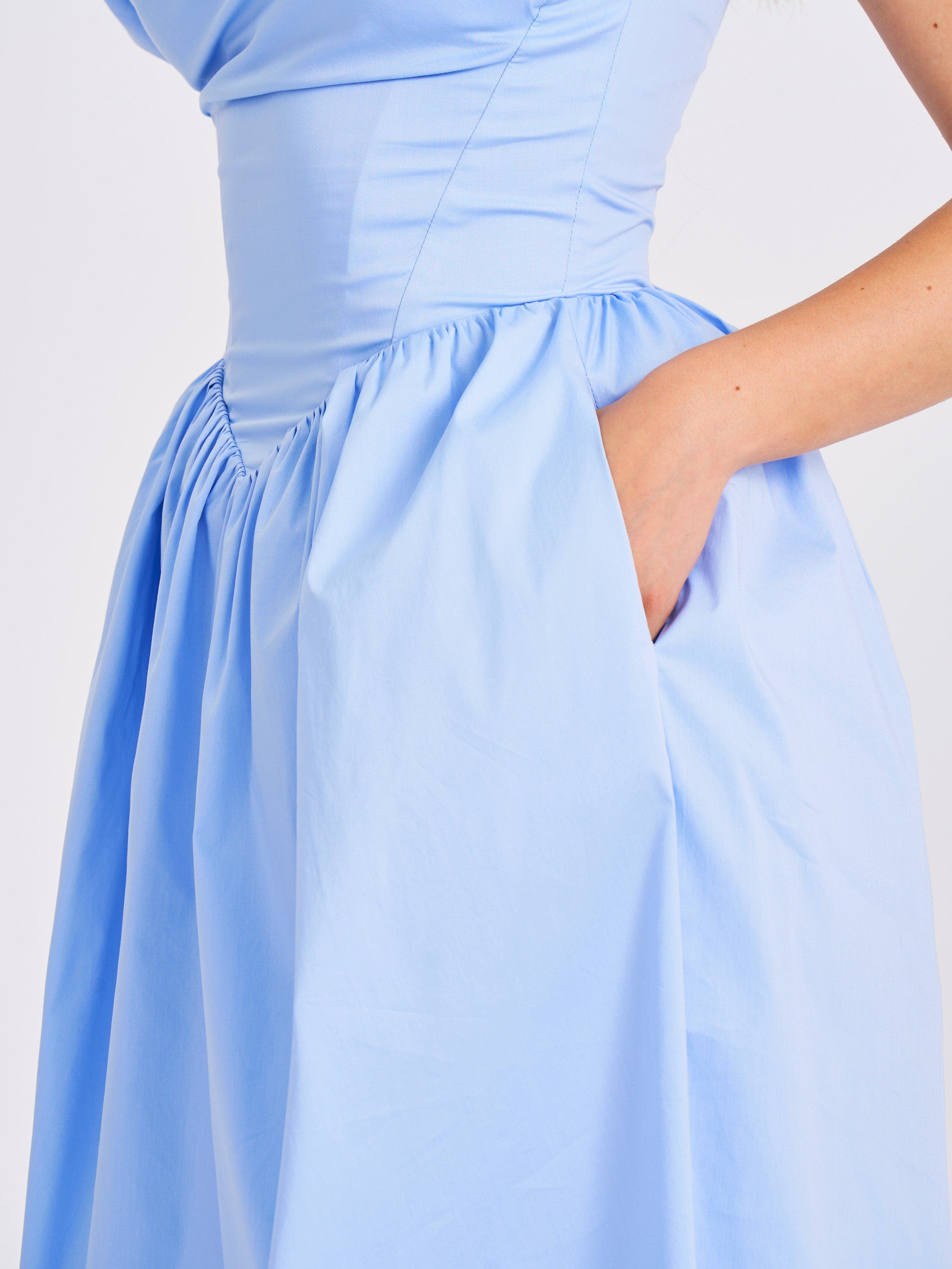 drop waist corset midi dress Reina Drop Waist Corset Midi Dress (Women)