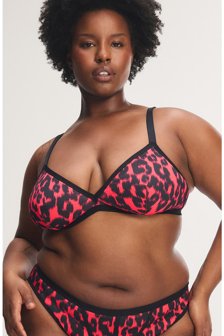 City Kitty Unlined Triangle Bralette, Alternate, color, OPEN LATE RED VINTAGE