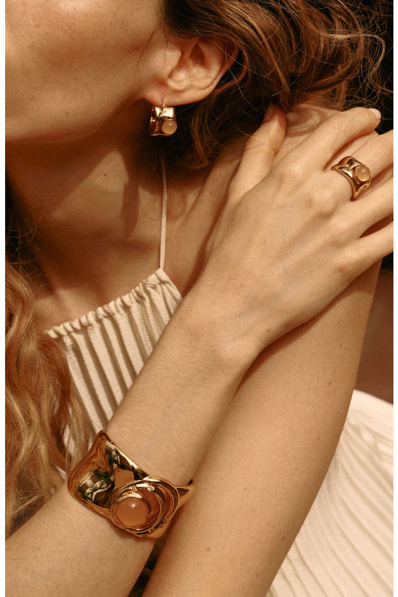 Dawn Light Hoop Earrings, Alternate, color, Gold & Orange