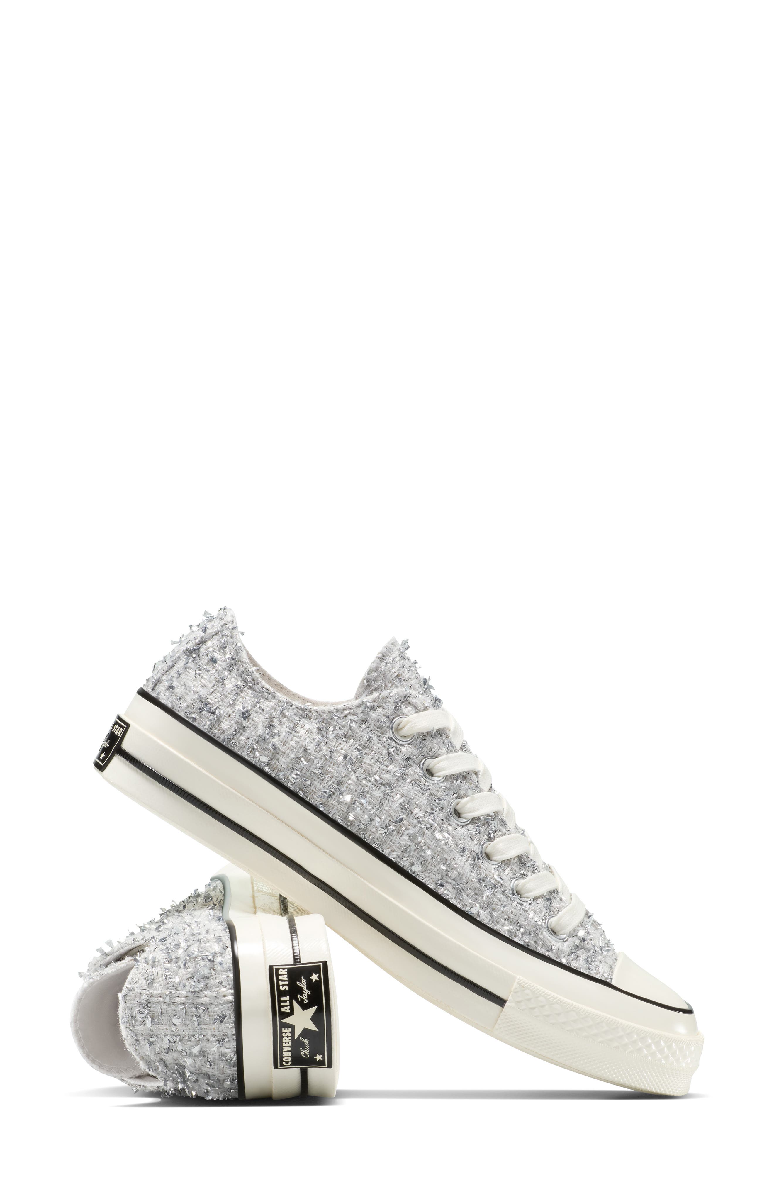 Converse Gender Inclusive Chuck 70 Metallic Tweed Oxford Sneaker, Alternate, color, Barely Grey/ Egret/ Black