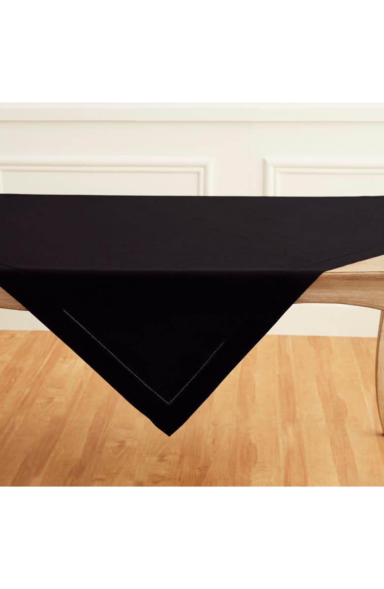 Solino Home Linen Table Throw - Classic Hemstitch, Alternate, color, Black