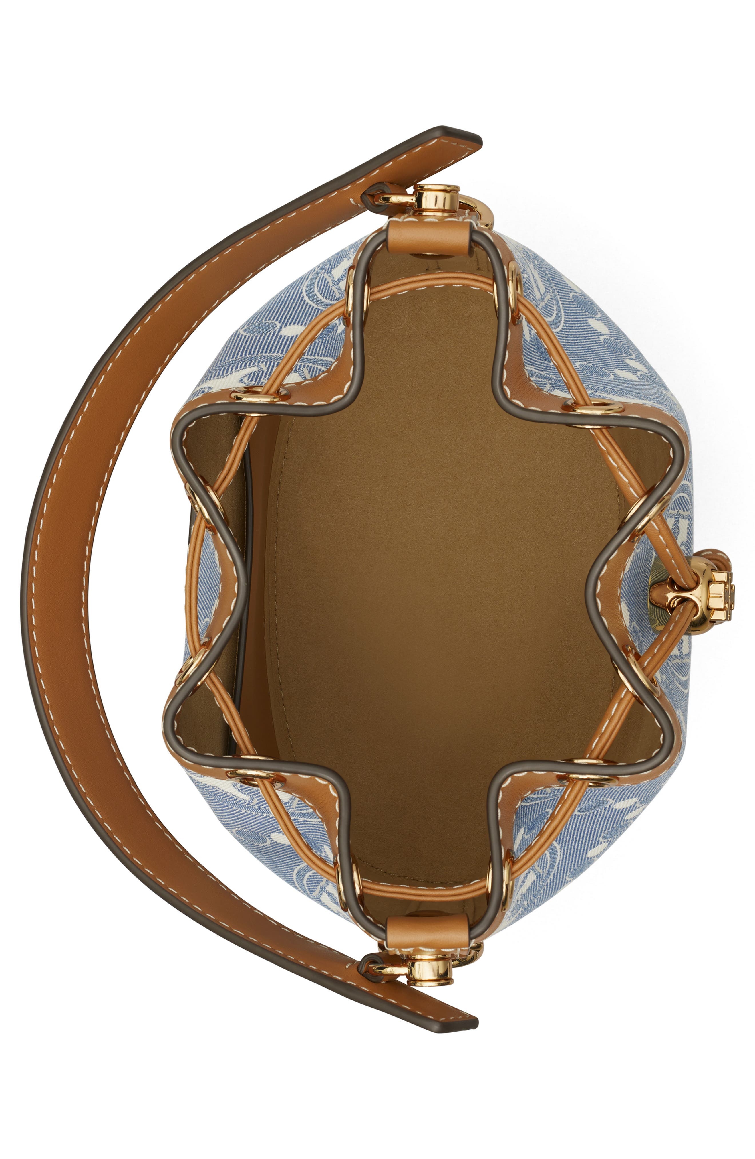 Tory Burch T Monogram Denim Bucket Bag, Alternate, color, 